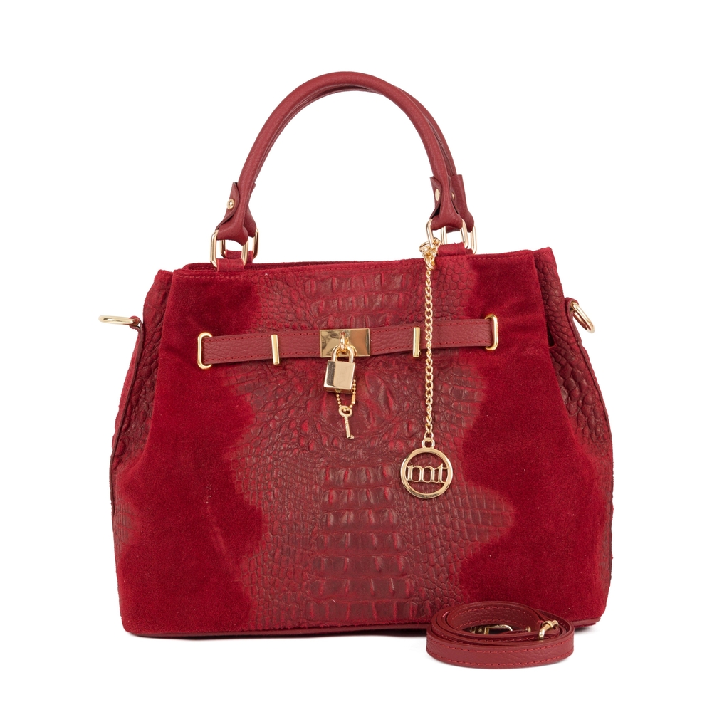 Mia Tomazzi Italian Leather Elegant Red Handbag